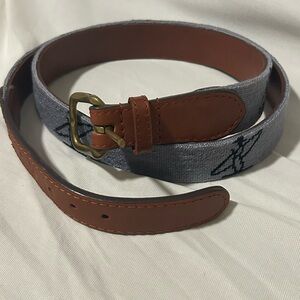 Rare Retired Smathers & Branson Gray Black Abstract Golf Swing Needlepoint Belt